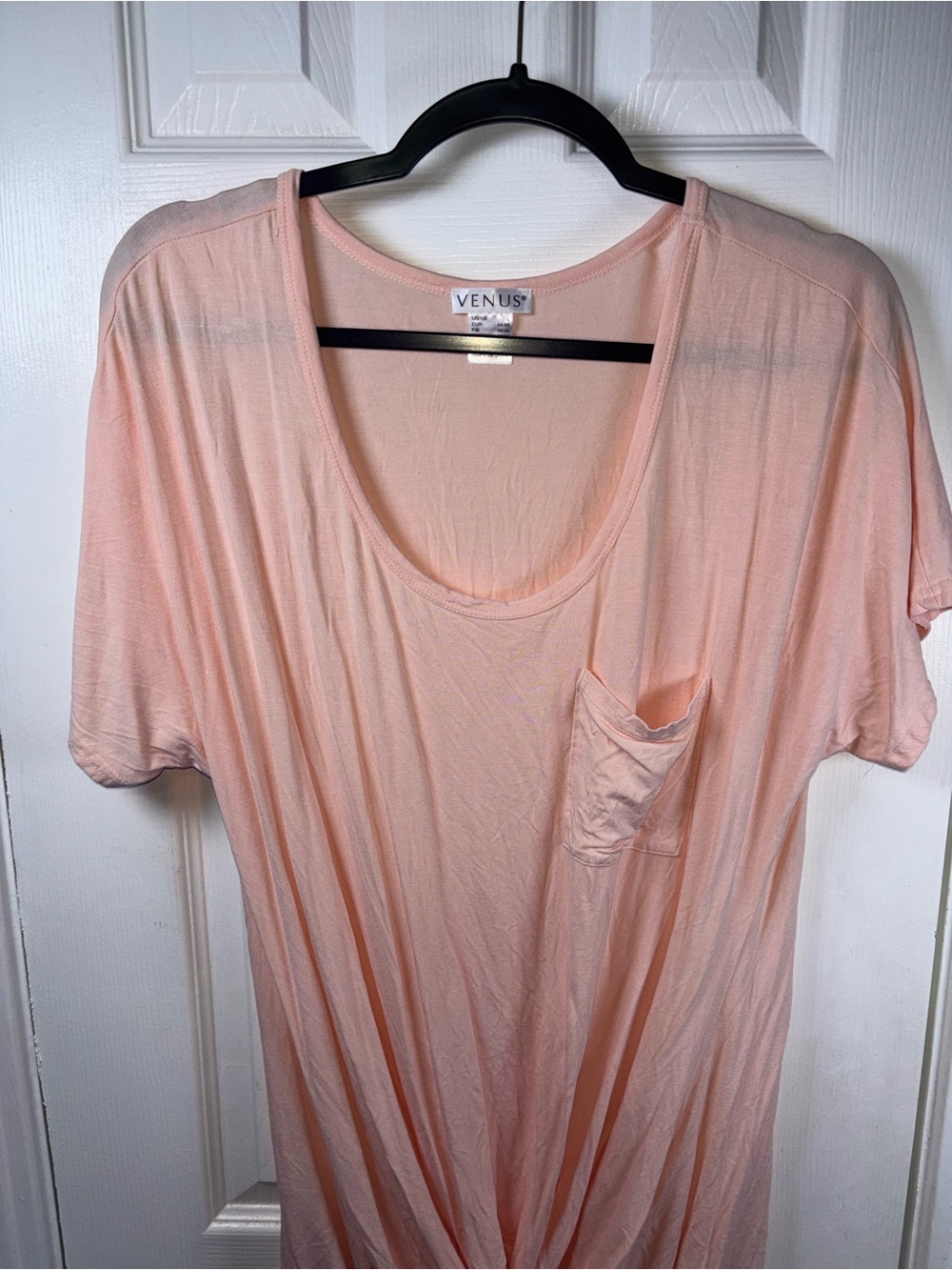 VENUS Light Peach Pocket Knot-Front Short Sleeve Tee - Picture 4 of 9